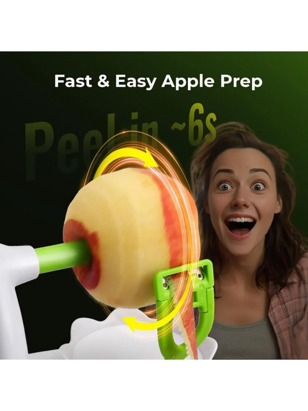 8-Wedge Apple Peeler & Slicer, Stainless Steel Blades, Strong Suction Base, 2